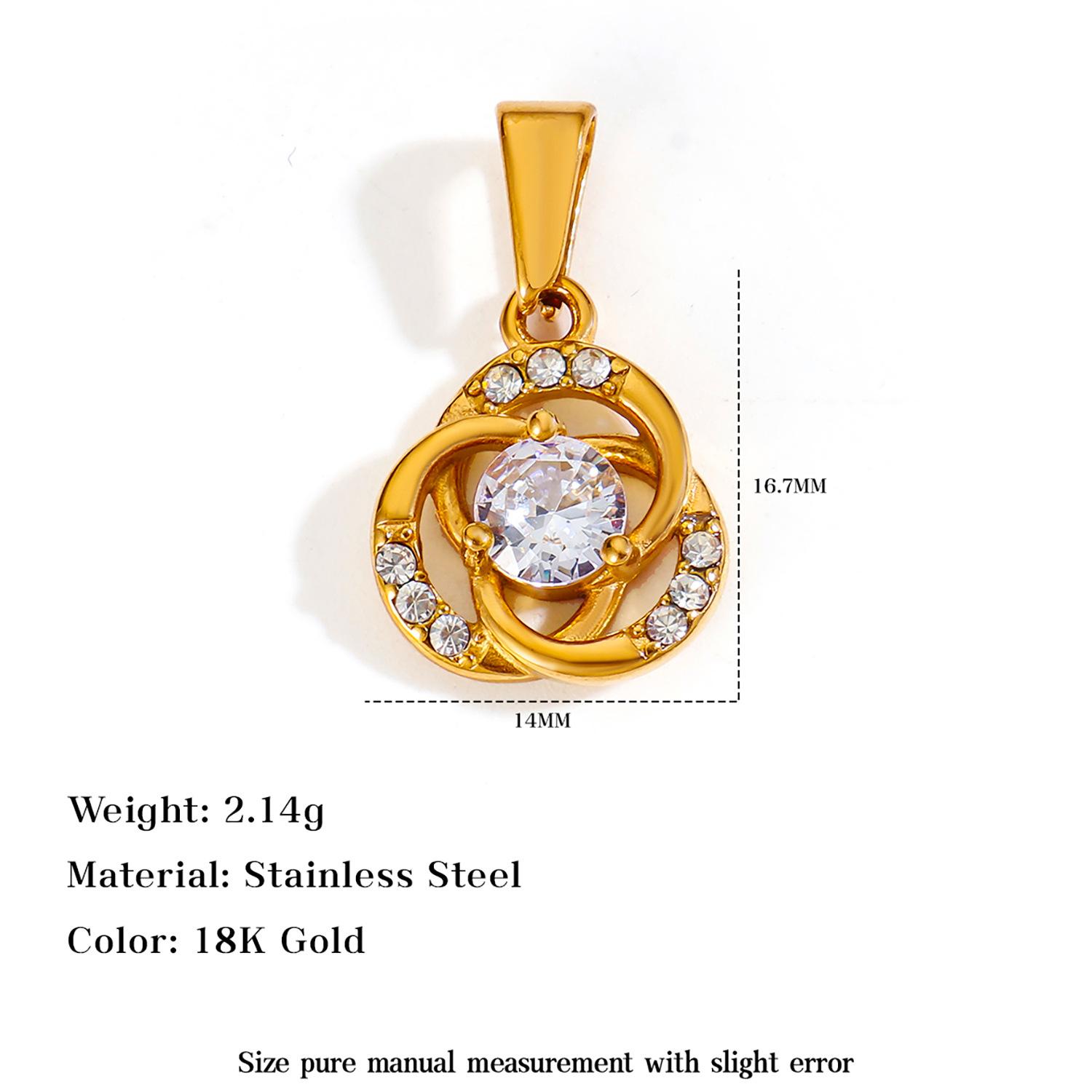 Cross-border Best-selling Stainless Steel Vacuum-plated Diamond-studded Heart Pendant Necklaces Bamboo Chain Multi-style