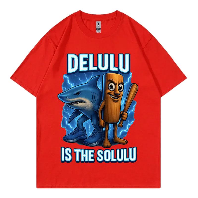 Футболки с рисунком акулы Tung Tung Tung Sahur и Tralalero Tralala Футболка с забавным итальянским мемом Brainrot Футболки унисекс большого размера XXXXL красный