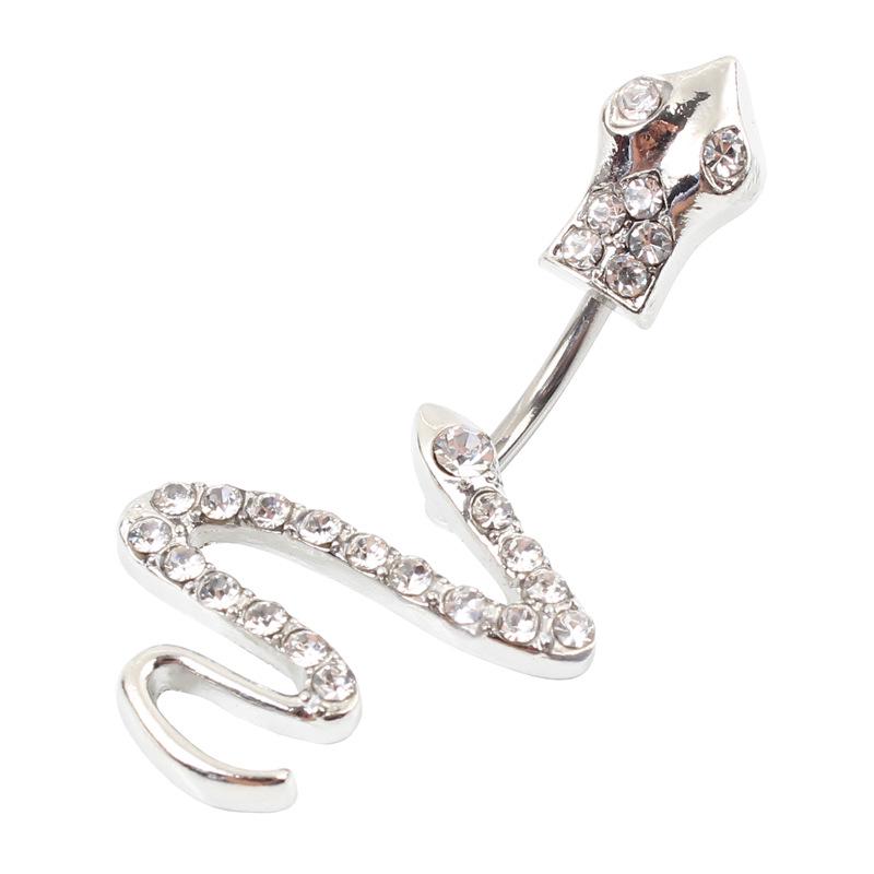 

Snake Belly Button Ring - Stainless Steel Curved Bar Navel Piercing Stud
