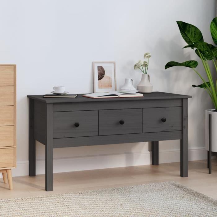 VidaXL Table basse Gris 102x49x55 cm Bois massif de pin 820943