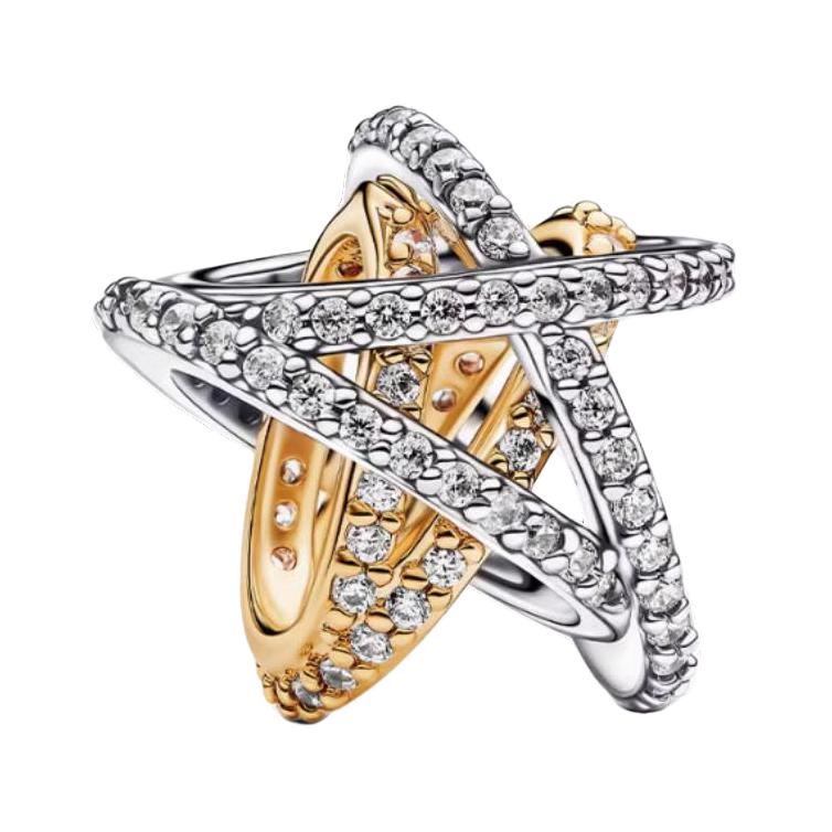 Pandora Intertwined Star Hollow Design Gold Plated Pendant Women pendant Silver 763590C01 Box