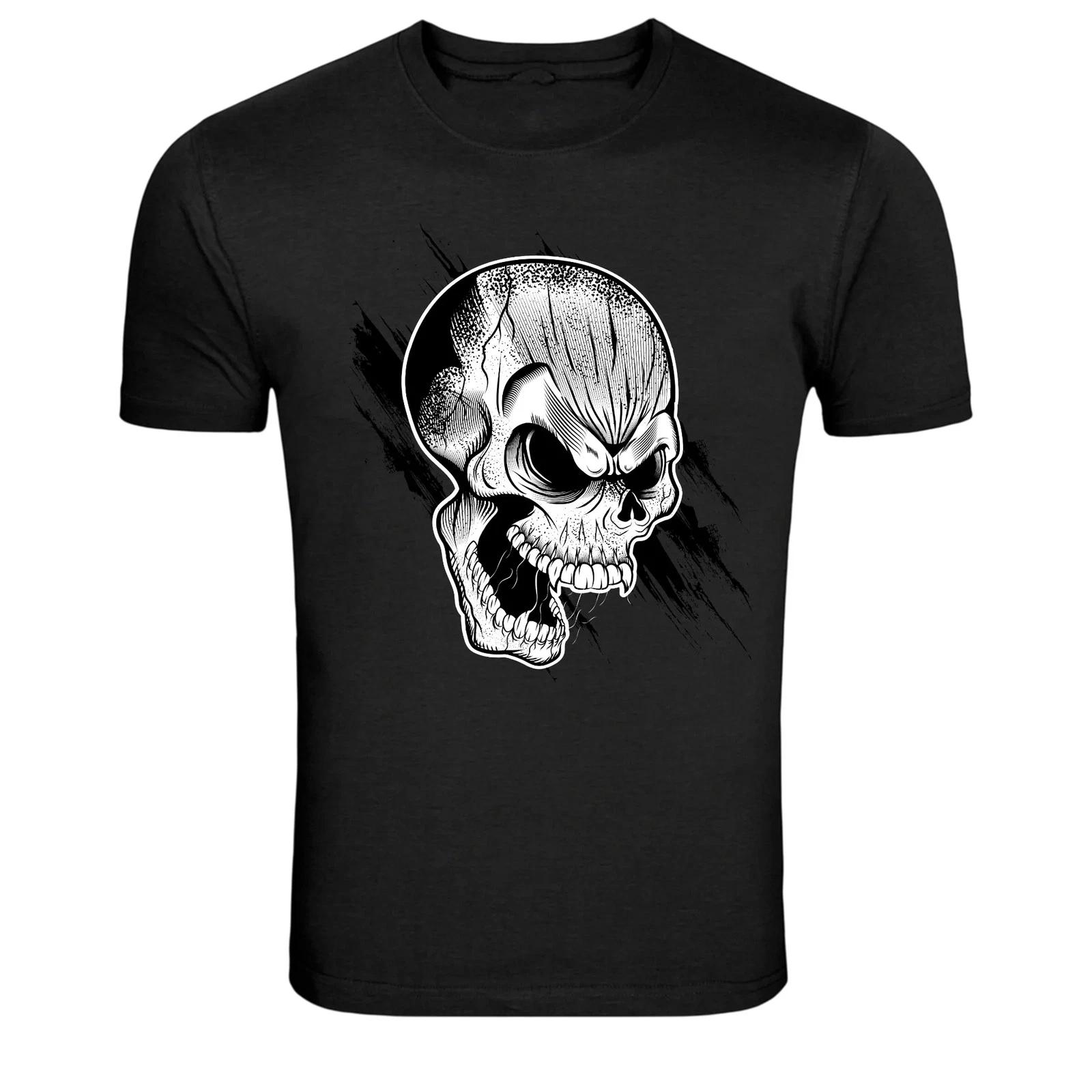 Angry Skull Vintage Horror Illustration Graphic T-Shirt L