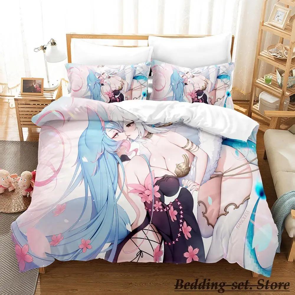 Sexy Girls Silvervale VTuber Bedding Set Single Twin Full Queen King Size Bed Set Adult Kid Bedroom Duvetcover Sets Anime Kawaii