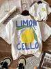 With Design Lightweight Breathable Fabric Spring Summer Casual Attire Women'S Lemon Print T-Shirt - Casual Crew Neck Sleeve