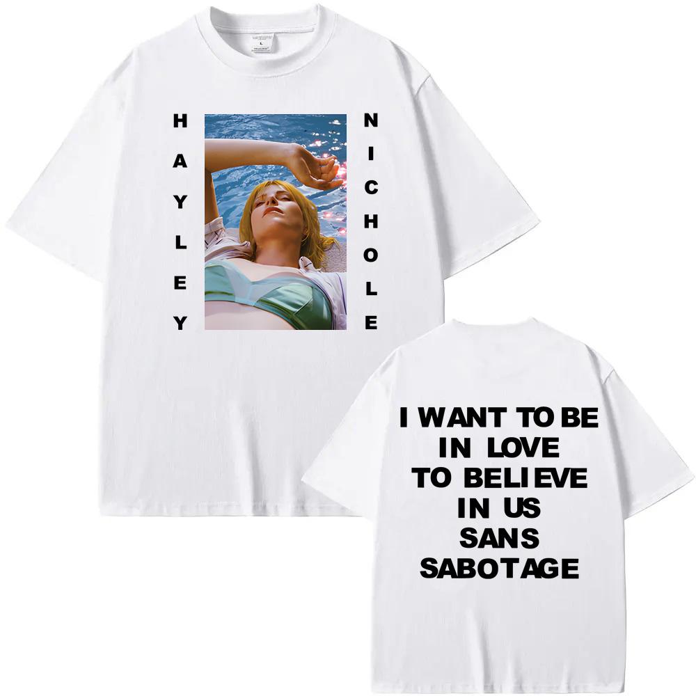 Hayley Williams T-shirts 2025 Summer Rock Sleeve Oversized 100%Cotton Clothes Round Neck High Quality Singer's same style tops