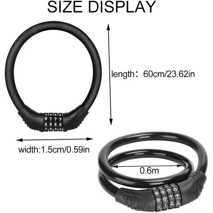 Cable Antivol Vélo, Verrouillage à Vélo Antivol, Anti vol Code à 4 Chiffres Antivol Pour Vélos, Cadenas Code de Velos, Pour Vélo18