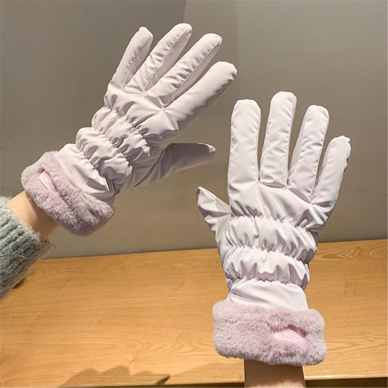 Trendy Warm Thermal Gloves Plush Lining Stylish Windproof for Cold Weather Winter Cycling Skiing Climbing