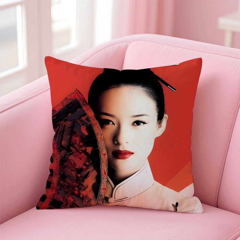 Elegant stars ZZhang Ziyi Cushion Cover Pillow Case Soft Friendly Fabric  Concealed Zipper
