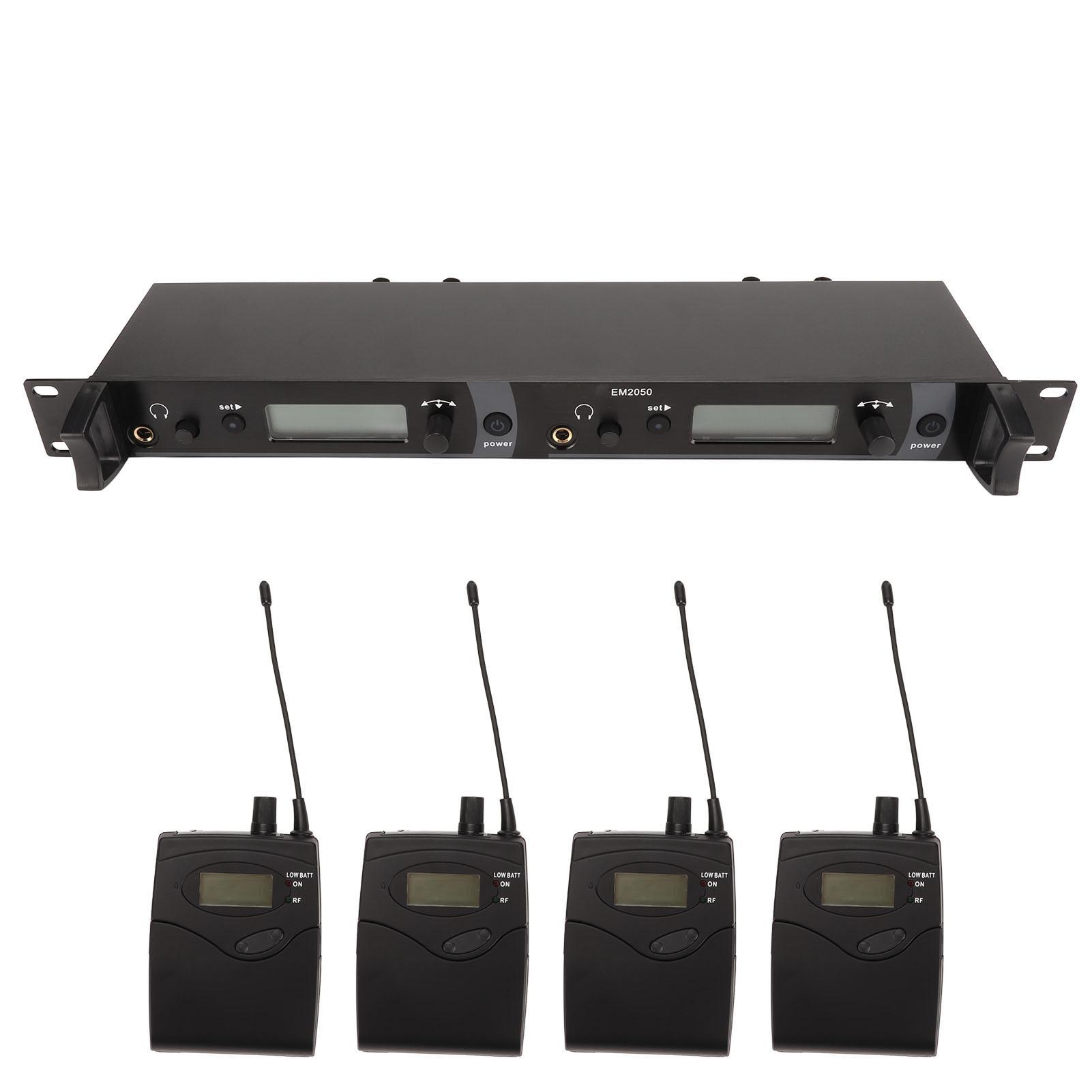 

Беспроводная система мониторинга наушников 2 канала 4 поясных передатчика цельнометаллическая система мониторинга сцены UHF для UK Plug