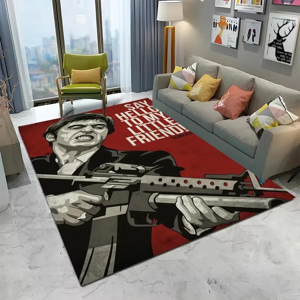 VIKAMA Scarface 3D Visual Rug Tony Classic Movie Carpet Non Slip Floor Mat Living Room Bedroom Sofa Decor Kids Playroom