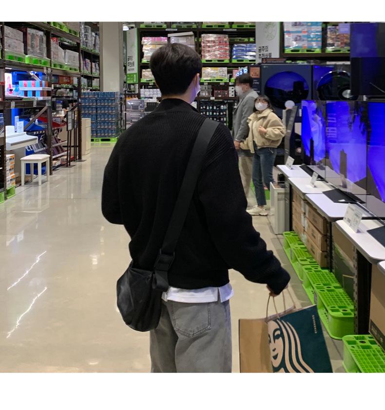 Herren Strickjacke im koreanischen Stil mit halbem Reißverschluss: Herbsttrend, gutaussehender & vielseitiger Strick-Rollkragenpullover mit Stehkragen.