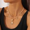 Three-piece imitation pearl portrait sunflower necklace niche necklace