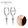 925 Silver Needle Rivet Micropaved Zircon Pendant Hoop Earrings For Women Punk Vintage Earrings Fashion Party Jewelry Gifts