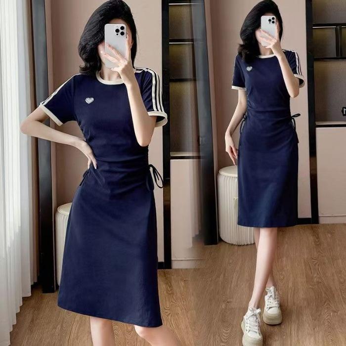 Trendy fashionable casual dress women s new summer pleated waist thin college skirt M
