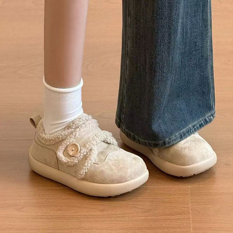 

Autumn and winter new cute round head small potato single shoes with velvet warm lamb wool cotton shoes 35【foot length 22.5cm】