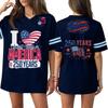 Women's Casual Fashion V-Neck Sports Independence Day Print Short Sleeve Sports T-Shirt Top