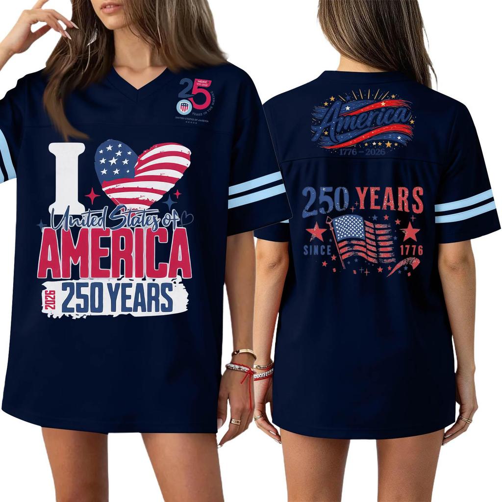 Women's Casual Fashion V-Neck Sports Independence Day Print Short Sleeve Sports T-Shirt Top