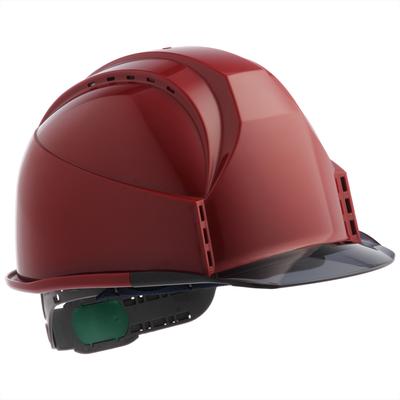 Sumibe Techno Plastic Helmet KKC3 Series with Ventilation Transparent Styrene Holes, Eaves, Liner, Red/smoke KKC3-B-EN-S