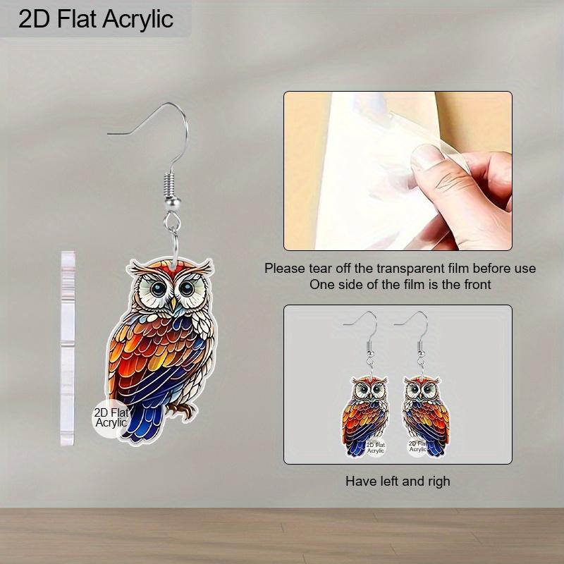 2D Flat 1Pair Christmas Festival Cartoon Colorful Owl Pattern Earring Claus for Christmas Jewelry for Women Female