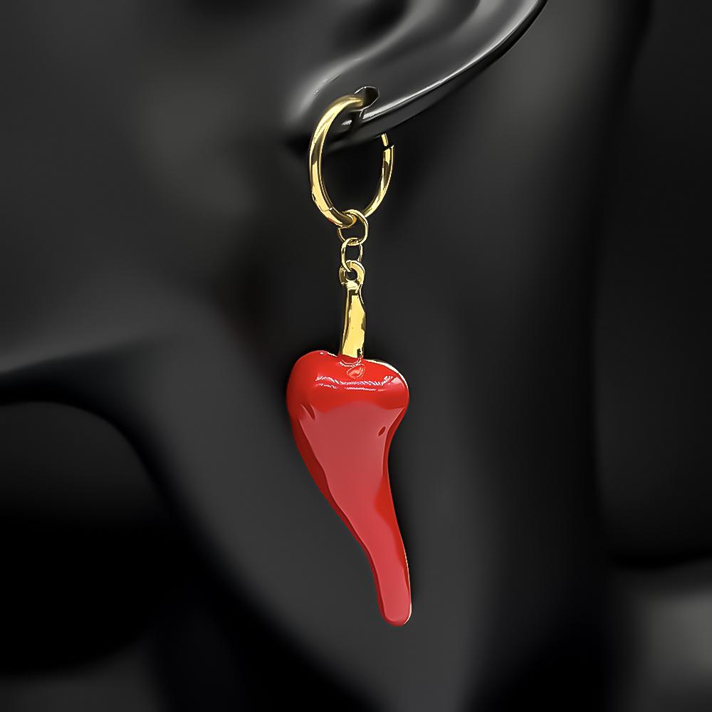 Red Cute Chill Pepper Earrings For Women Men Stainless Steel Enamel Gold Color Fashion Y2K Dangle Drop Ear Jewelry Accessory