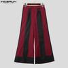 INCERUN Men's High Elastic Waist Striped Patchwork Casual Long Flare Pants Trousers