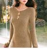 Luxurious Sparkle Wool Slim Fit Mermaid Knit Dress with Boat Neck and Floral Cutout Buttons
