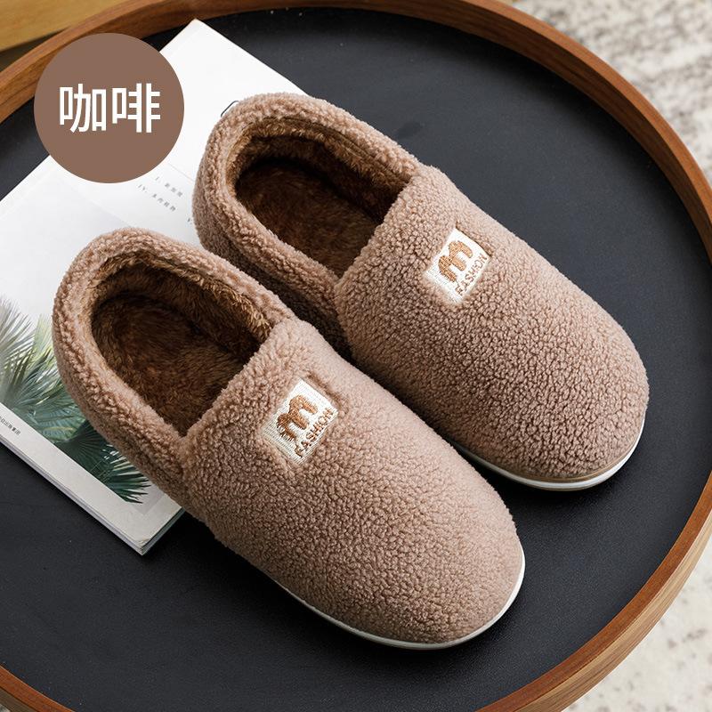 Autumn and Winter Couple Cotton Slippers for Female Home Use, Indoor Postpartum Warmth, Anti Slip Plush Home Furnishings, Cotton Slippers