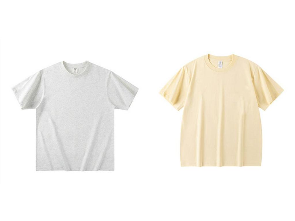 Męski T-shirt z krótkim rękawem z bawełny Xinjiang o dużej gramaturze - 520g Letni jednolity kolor luźny krój