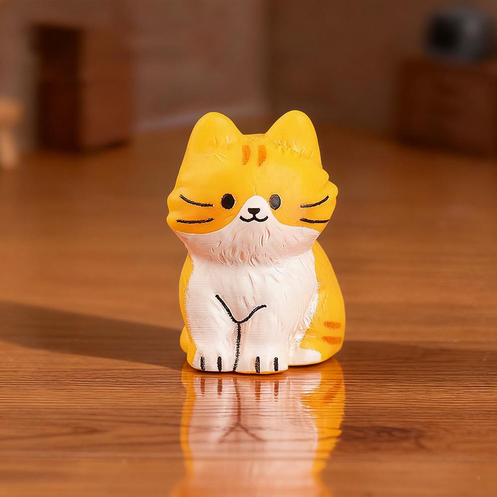 6Pcs/set Cartoon Cat Animal Miniatures Resin Desktop Ornaments Fairy Garden Decoration Micro Landscape