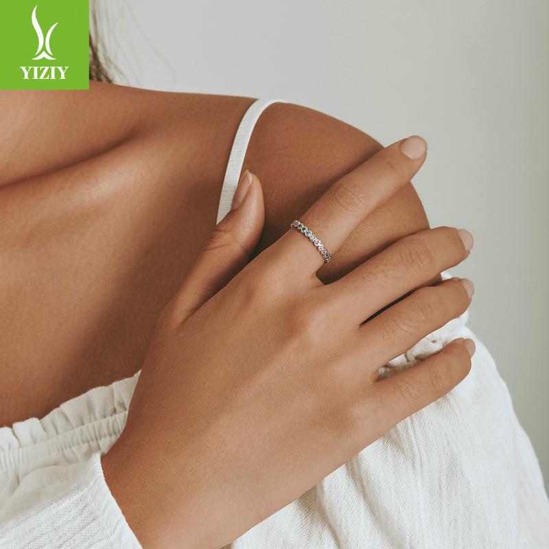 Rainbow Heart Ring Earrings Set, Korean Edition Of Fashion Colorful Zircon Platinum Plated Jewelry