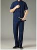 Men's 2022 Summer Short Sleeve Tang Suit: Cotton Linen Two-Piece Set for Middle-Aged and Elderly Casual Wear