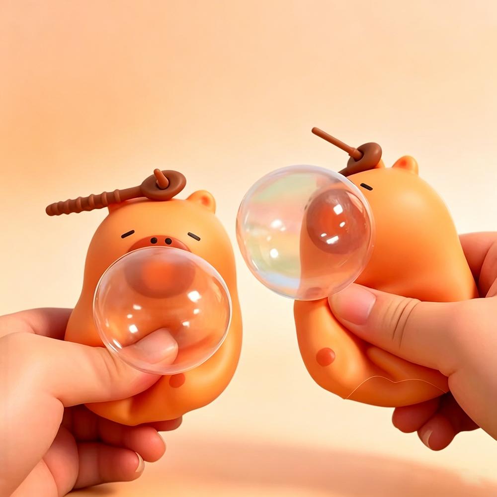 Hot Sell Capybara Spit Bubble Squishy Toy Portable Tactile Stress Relief Fidget Keychain Pendant Daily Decor For Adult Office