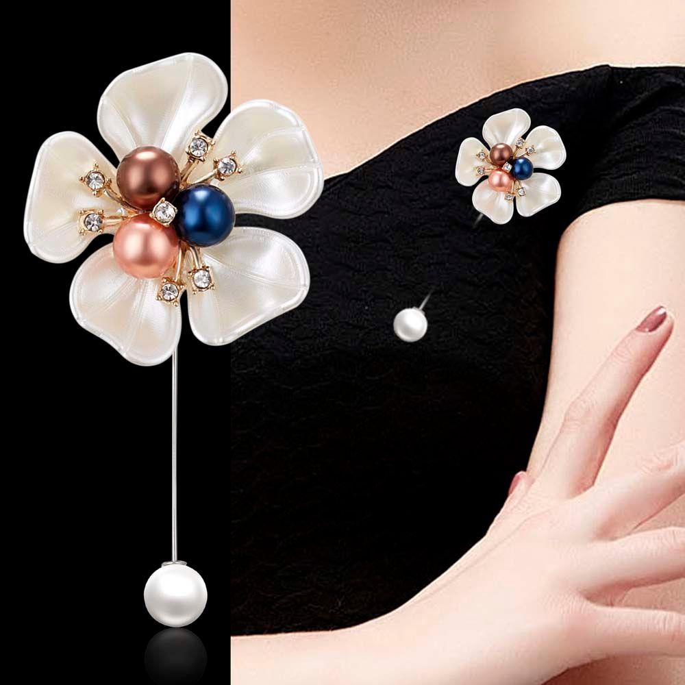 High-end Corsage Gifts For Women Fashion Rose Flower Brooches Long Needle Pins Jewelry Accessories