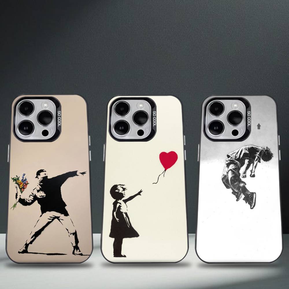 G-Graffiti Artist B-Banksy Phone Case For iPhone 16,15,14,13,12,11,8,7,Pro,Max,Plus,Mini,XS,SE Anti Fall Black Matte Hard