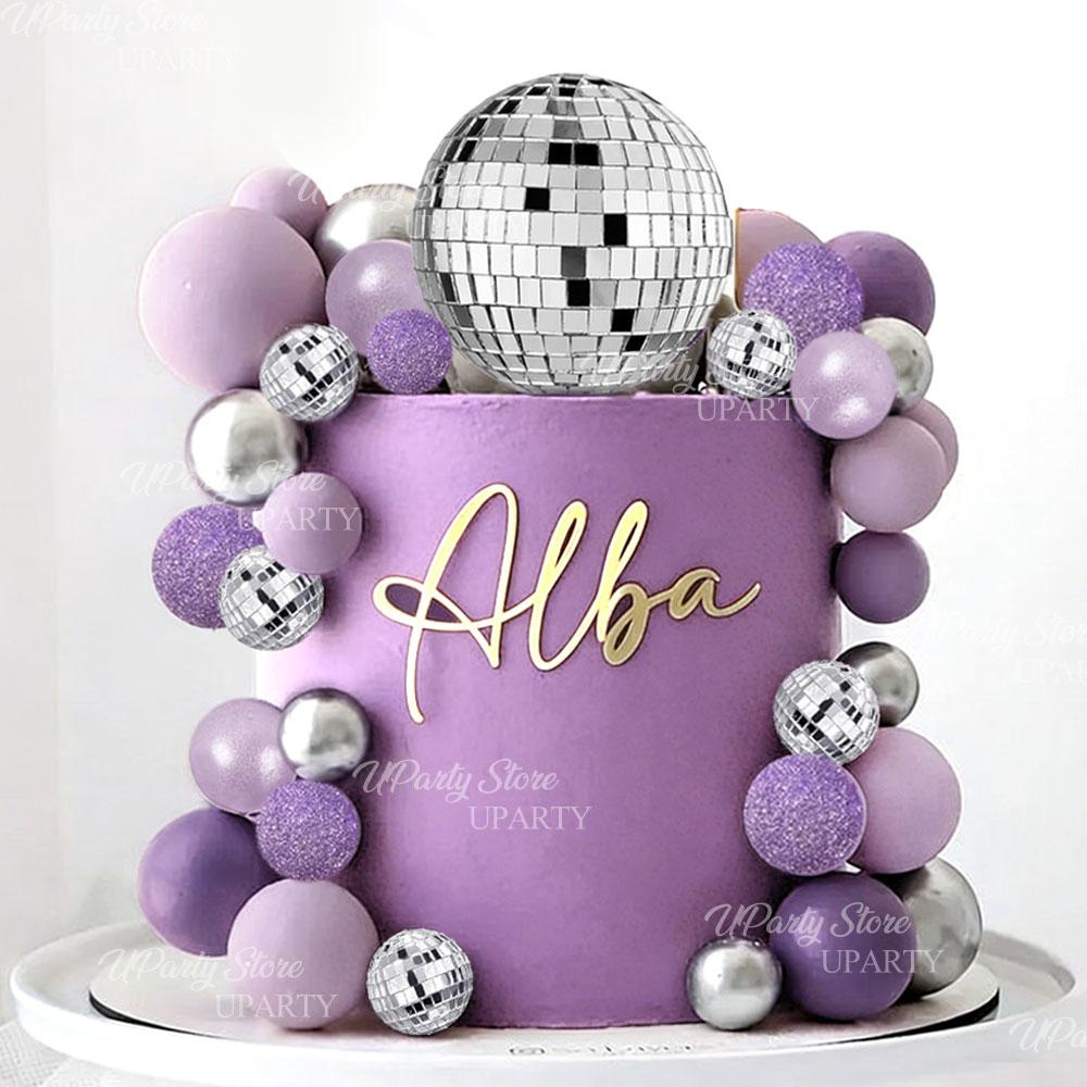 31pcs Disco Balls Cake Toppers Pearl Glitter Pink Cake Balls Mirror Disco Balls Cake Decoration for Birthday Wedding Party Decor 5
