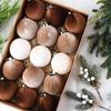 15 Shatterproof Brown Velvet Christmas Tree Ornaments with Silk Ribbon and Pleated Finish for Seasonal Holiday Decoration