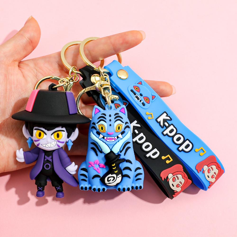 New Demon Hunters Keychain, Tiger Character PVC Figure Keychain, Cute Harajuku Style Key Ring for Kids & Fans Halloween
