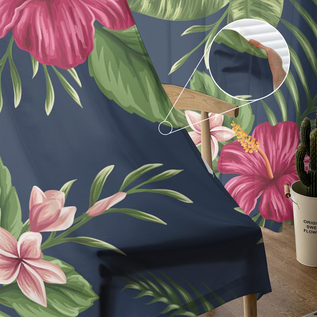 Flower Leaves Feather Hibiscus Tulle Sheer Window Curtains for Living Room Kitchen Children Bedroom Voile Hanging Curtain