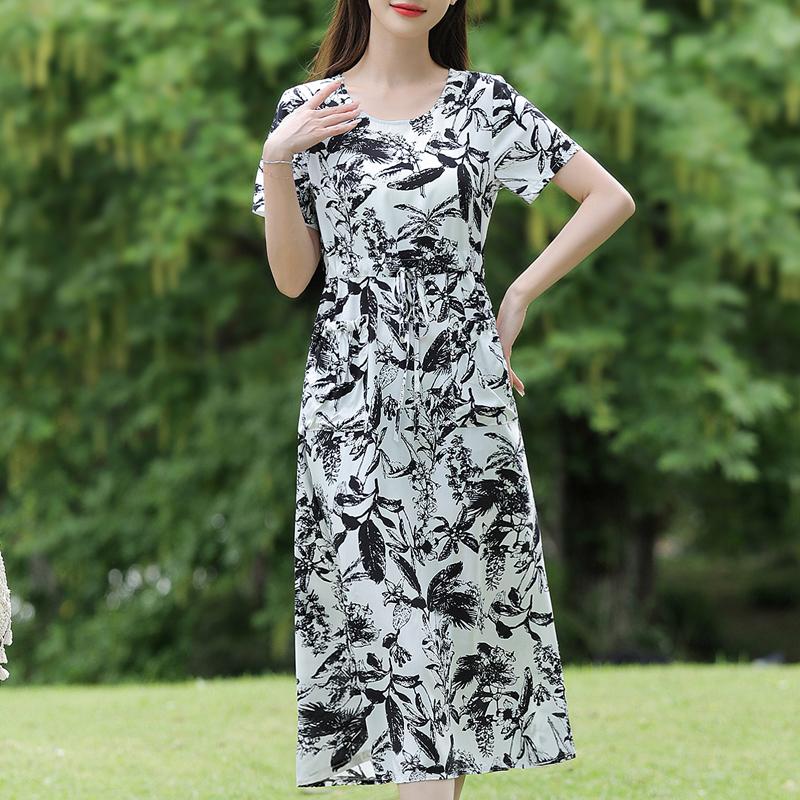 Elegant Dresses for Women Plus Size Casual Short Sleeve Vintage Long Dress Summer Clothes