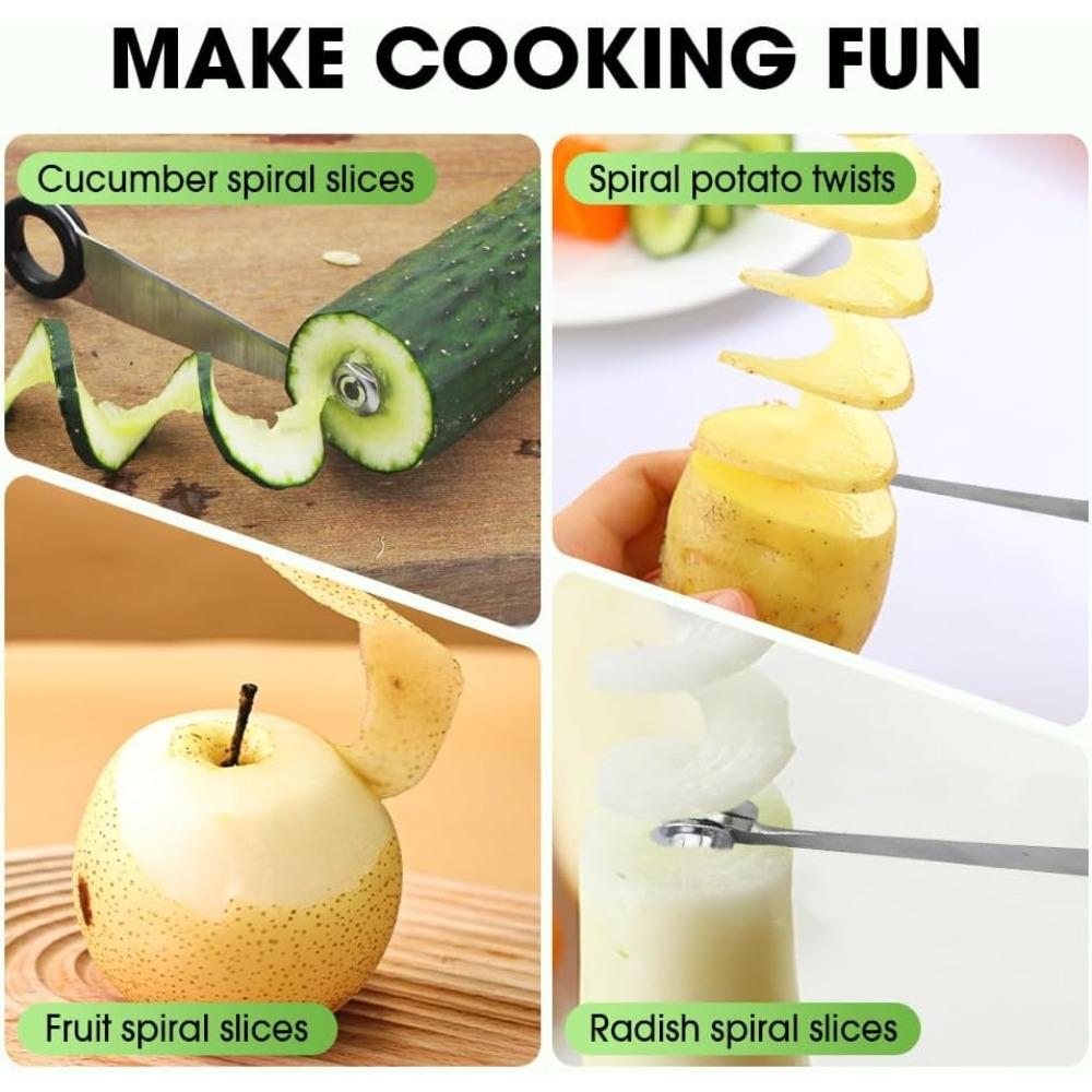 Piranha Spiral Cutting Machine Stainless Steel Spiral Cutter for Veggies Portable Cucumber Potato Carrot Slicer Cutter
