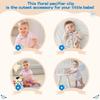 Symbolife Pacifier Daisy Floral with Wooden 30cm Unisex Blue Frost Clip, Print, Clip, Stretchable, Cotton, (Baby & Blue)