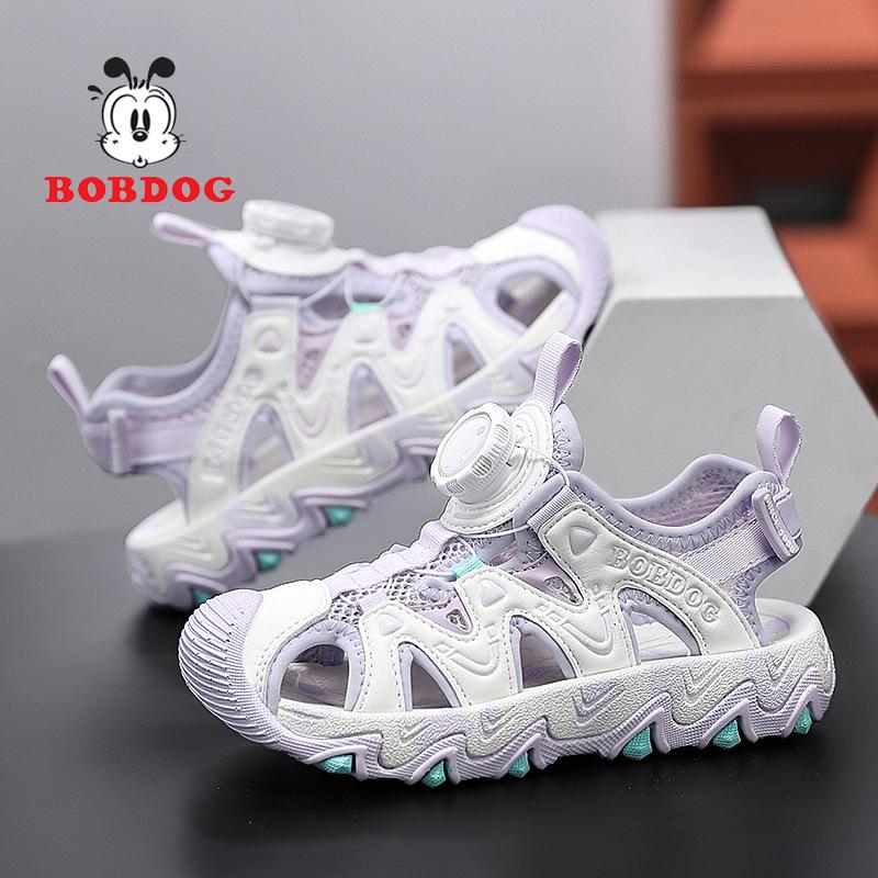 Babu bean children's sandals boys summer 2025 new rotating buckle sports sandals medium and older children's baotou beach shoes