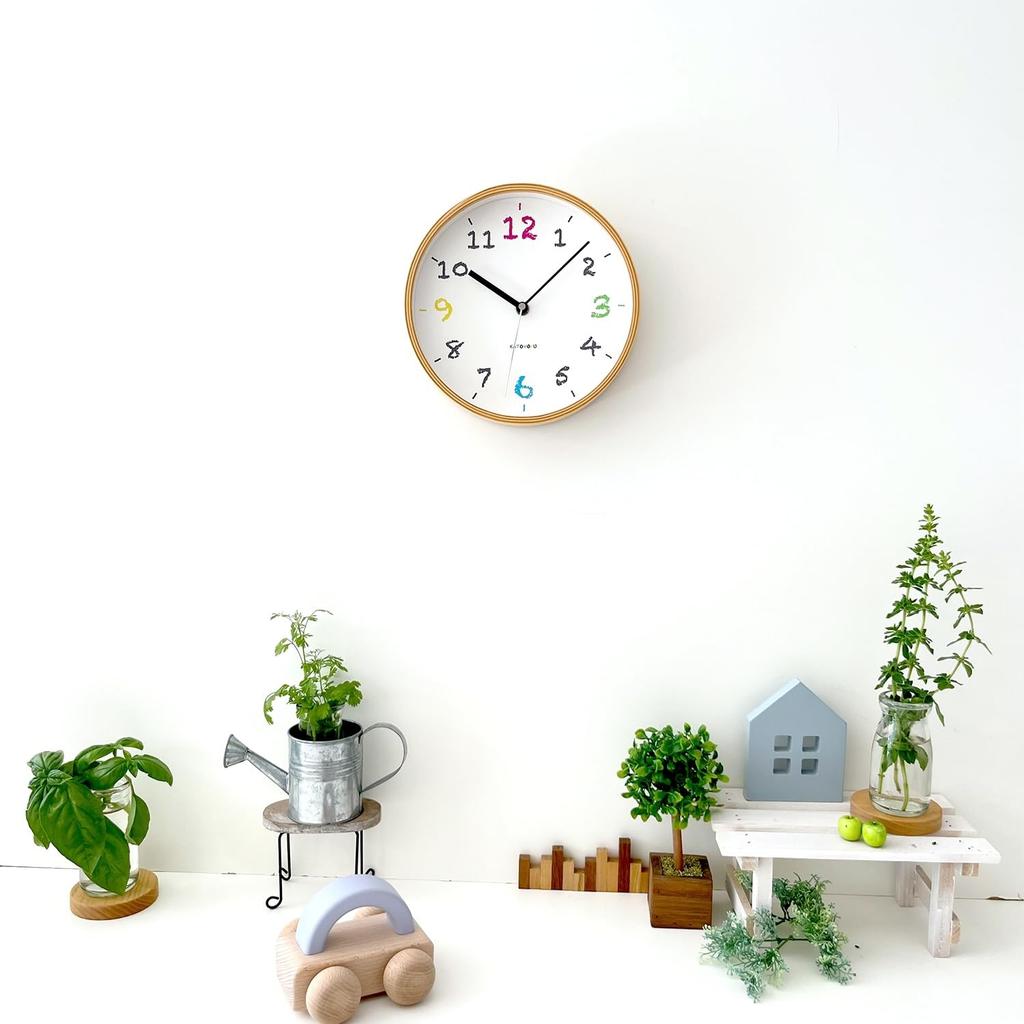 KATOMOKU plywood wall clock 14 wall clock continuous second hand radio km-85NA 202mm (SKP clock)