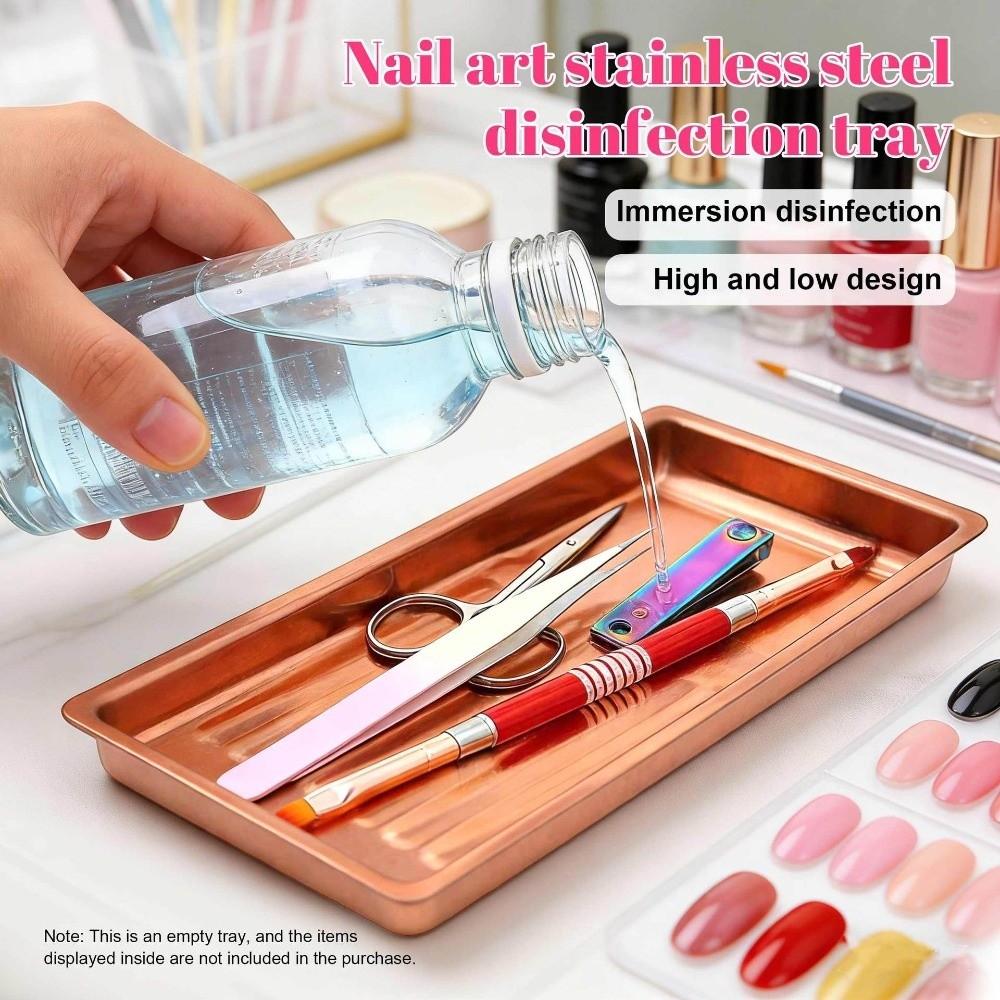 Stainless Steel Cosmetic Plate Multifunctional Nail Art Plate Portable Storage Tray For Nail Salon