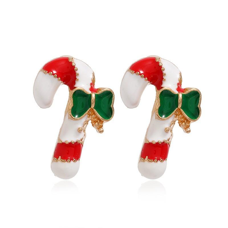 Christmas Santa Snowflake Earrings Cane Candy Bells Elk Earrings Christmas Hat Earrings
