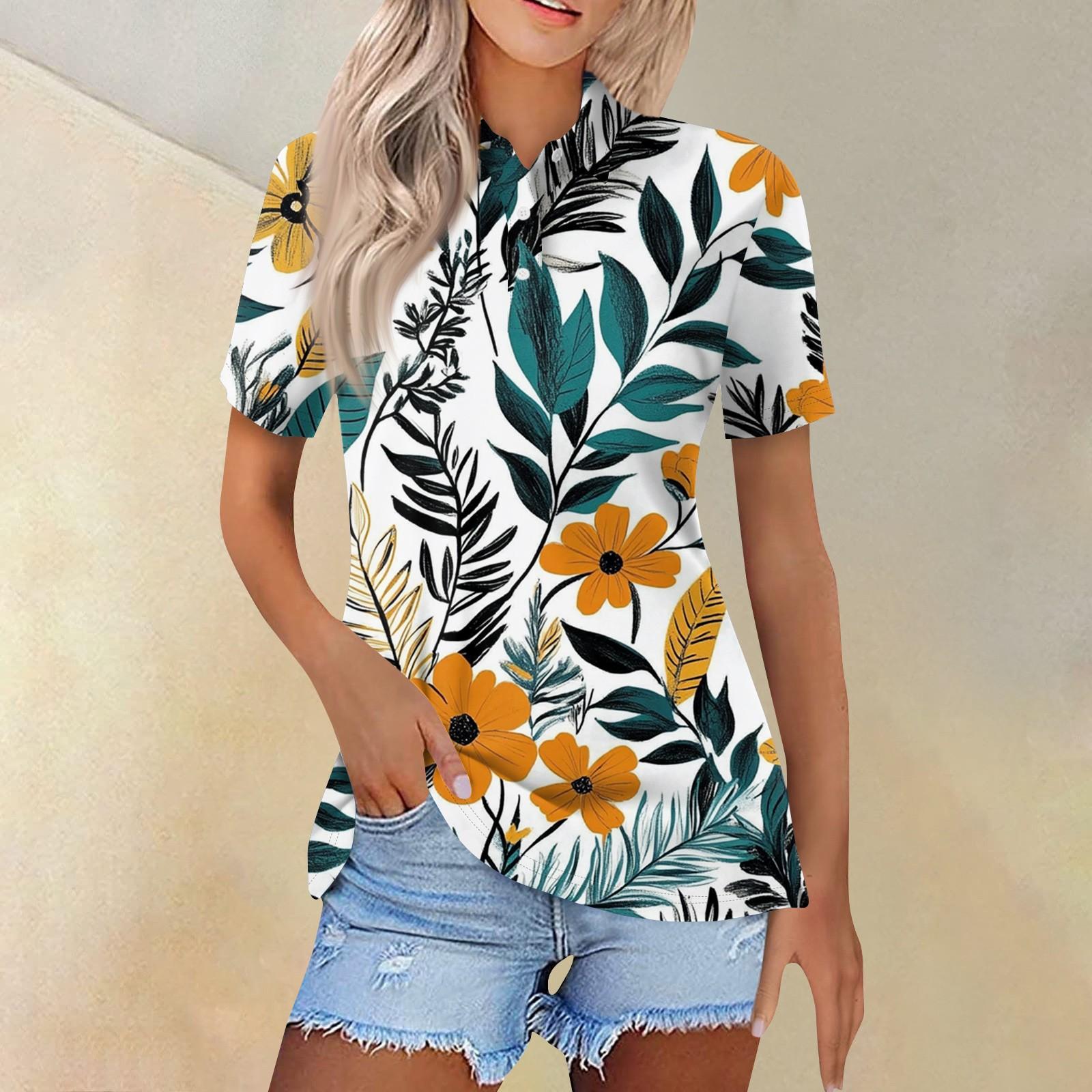 

Женская модная повседневная рубашка с отворотом и коротким рукавом с принтом, женские топы на пуговицах S оранжевый