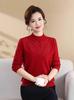 Mom's Embroidered Wool Sweater - Half-High Collar, Solid Color, Plus Size, Middle-Aged Women's Winter Knitwear