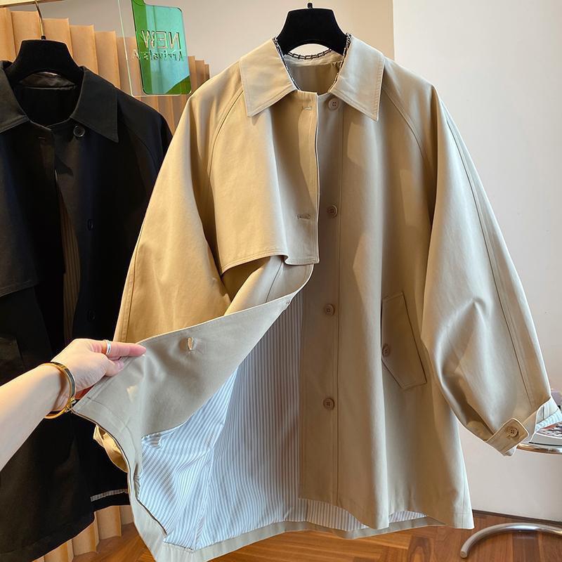 Syiwidii Trench Coat for Women Oversized Cargo Coats Outerwear Female Spring  Autumn Loose Korean Fashion Mid-Length Jacket