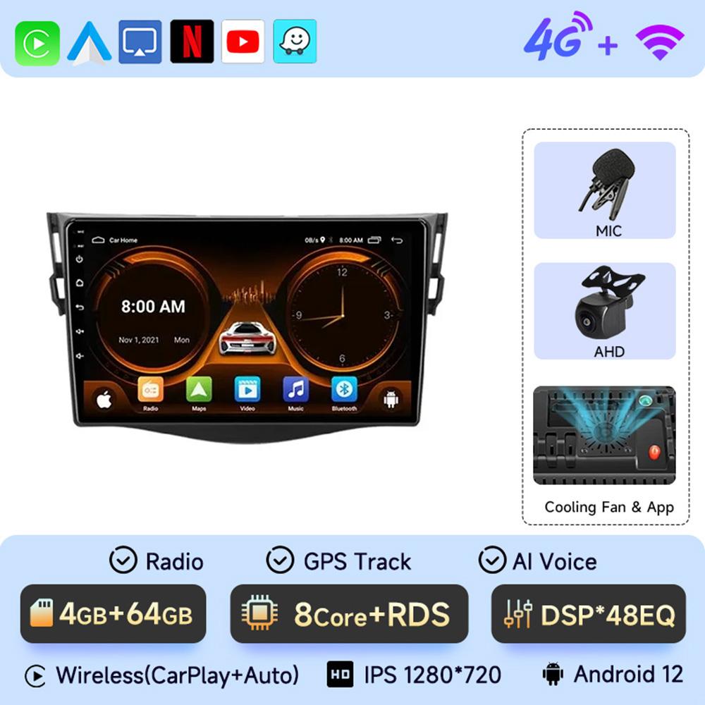 JIUYIN Radio for Toyota RAV4 RAV 4 2005 - 2013 Wireless CarPlay Android Auto Car Multimedia Player GPS 2 din autoradio
