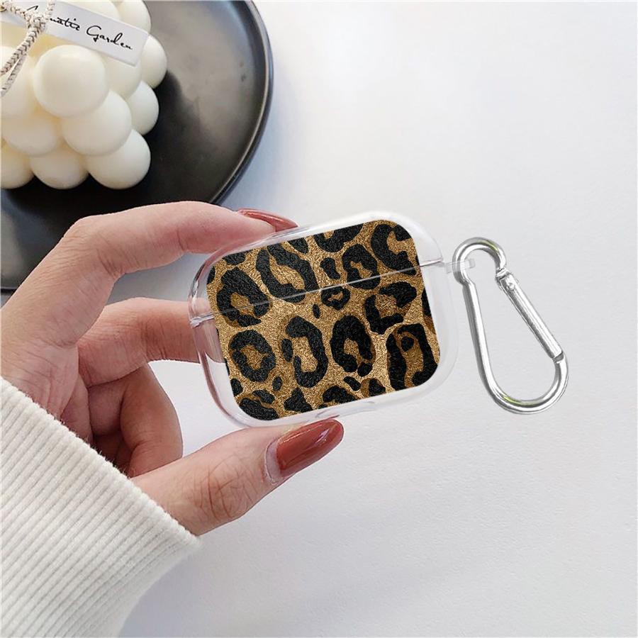 Texture Leopard Print Clear Earphone Cases Cover Case For Airpods Pro3 Pro2 2 3 4 1 Pro